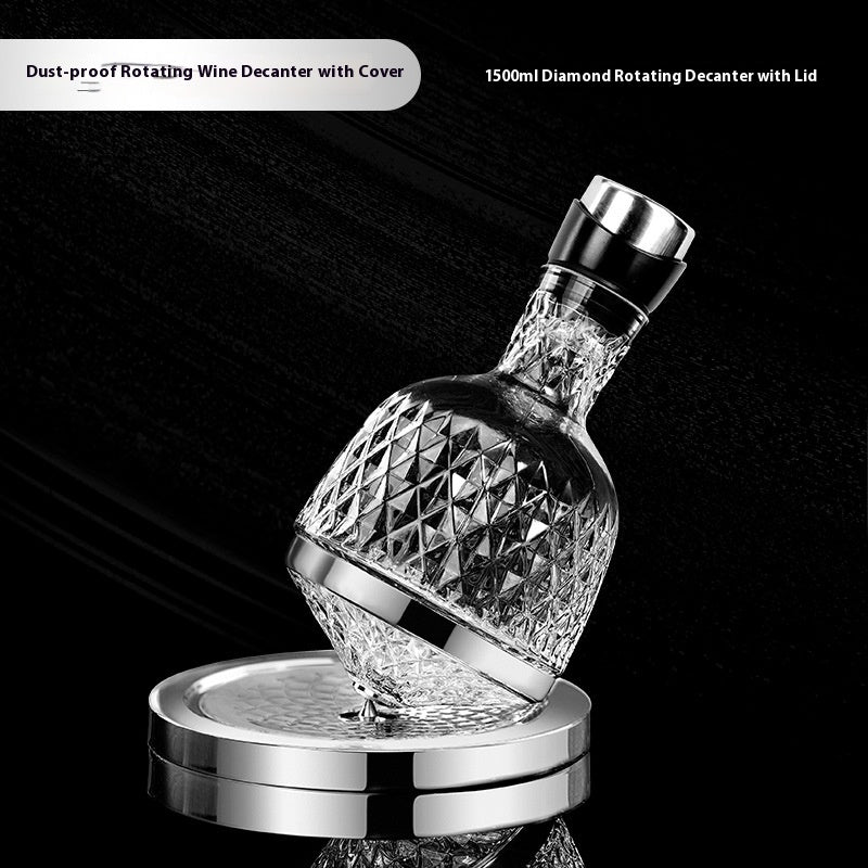 High-Grade 1800ml Rotating Wine Decanter with Sealed Crystal and Gold Options