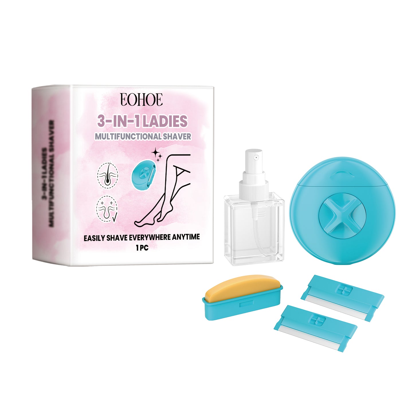 3-in-1 Women's Portable Shaving Razor with Moisturizing Soap and Water Spray