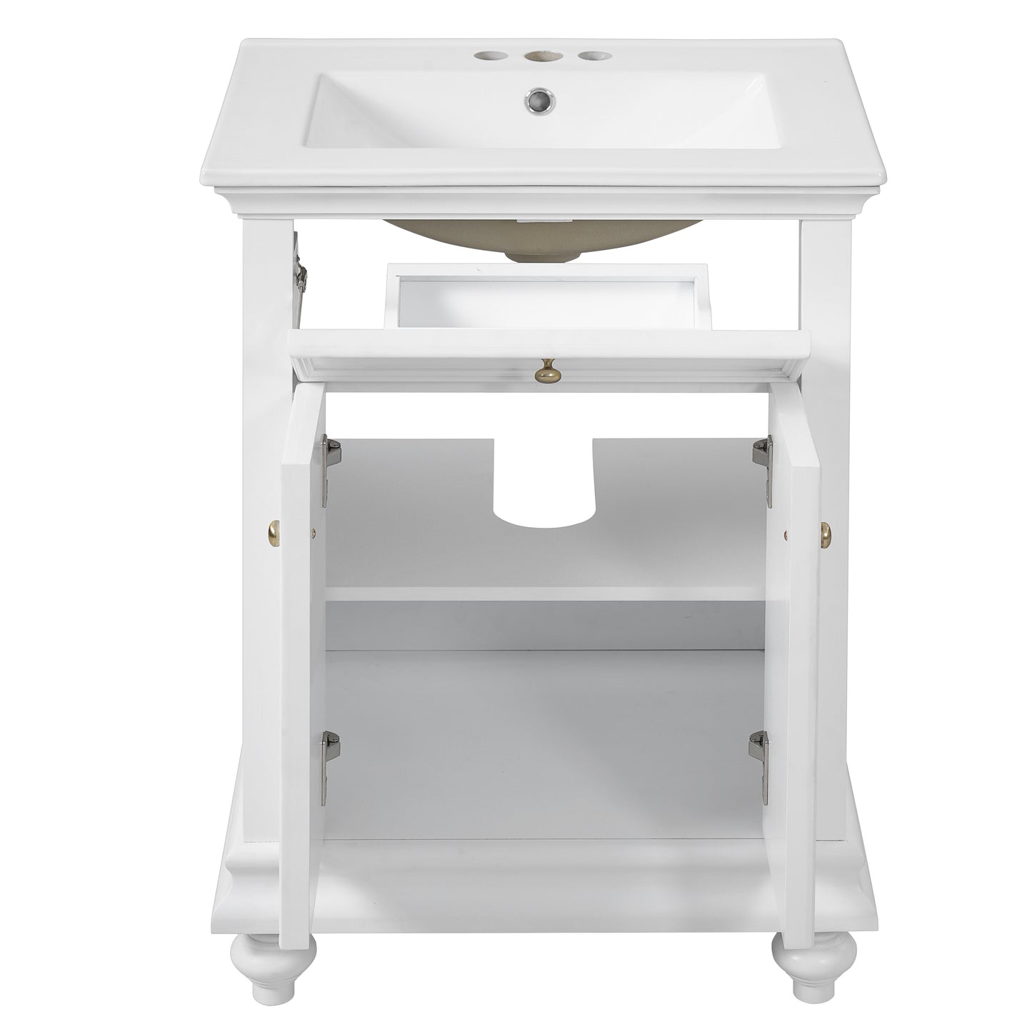 24" Modern Bathroom Vanity with Tip-Out Drawer - White