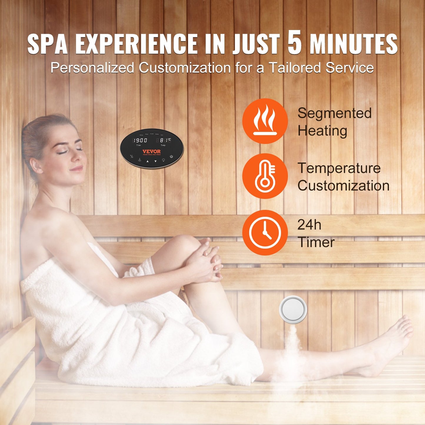 10.5 KW Steam Shower Generator with Temperature Control & Timer - Luxury Home Steam Bath System, Black