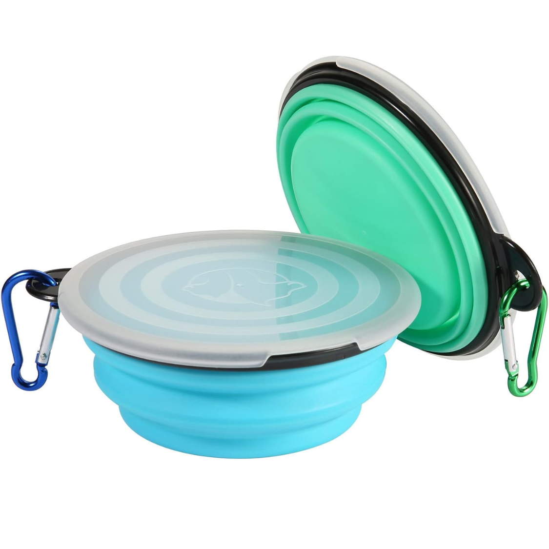 Portable Collapsible Dog & Cat Travel Water Bowl with Cover Lids - 3 Sizes