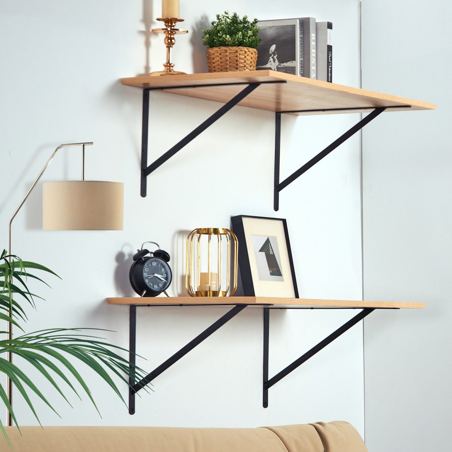 Heavy Duty Floating Shelf Brackets - 12x8 In, 10 Pcs, Black