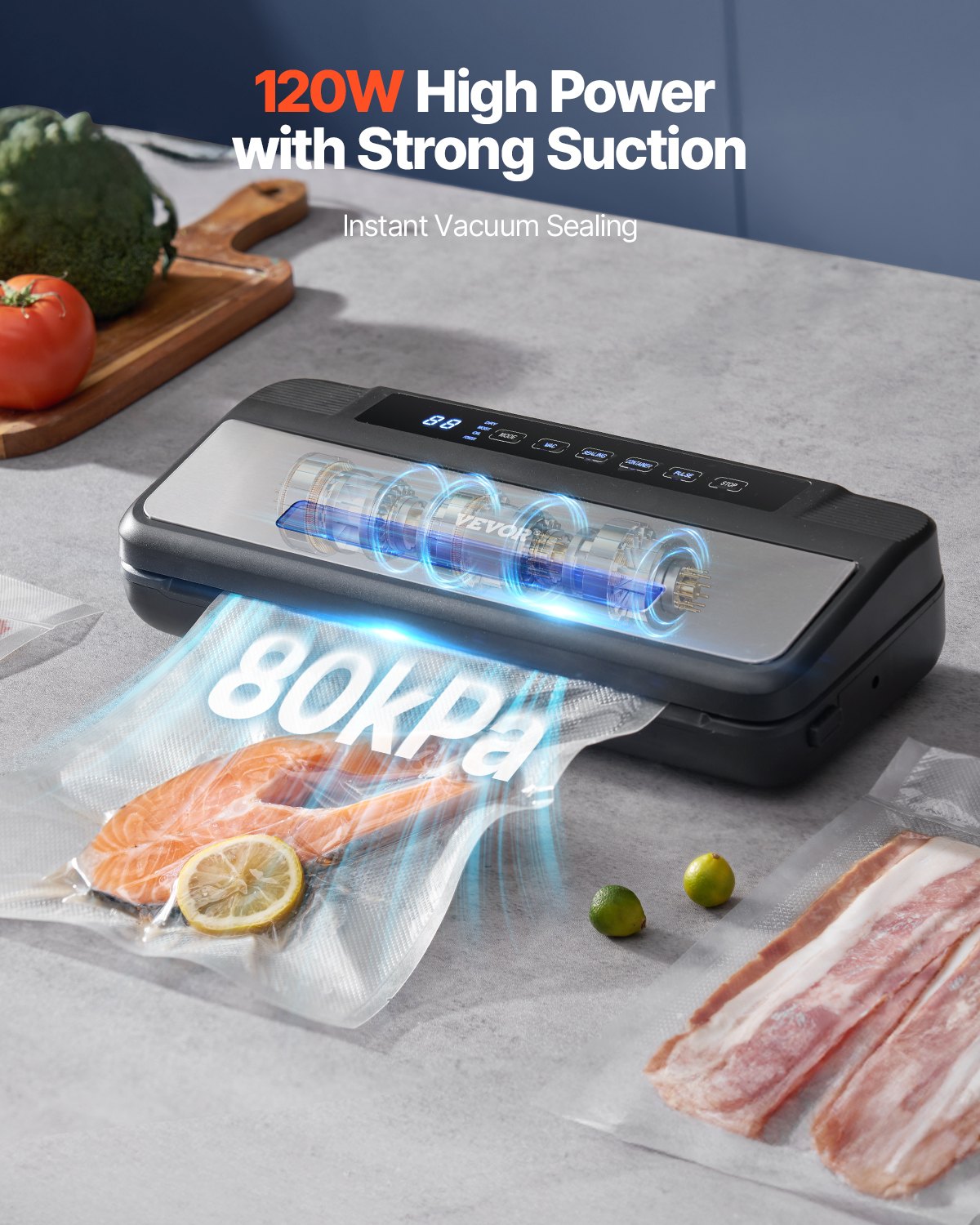 7-in-1 Food Vacuum Sealer Machine with Bags & Roll - Compact & Fast