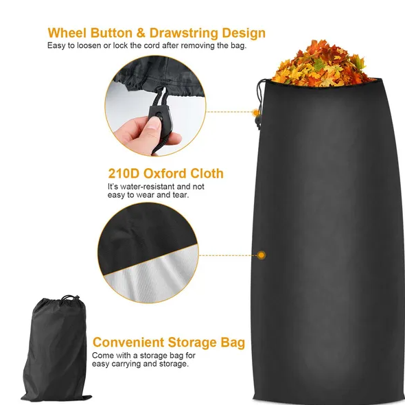 54 Cubic Feet Lawn Tractor Leaf Bag with Black Oxford Fabric