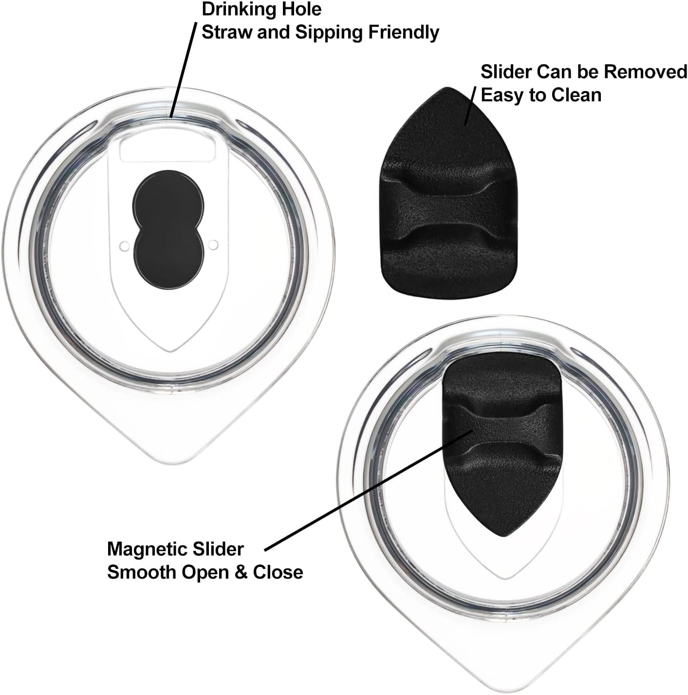 Magnetic Slider Spill Proof Tumbler Cover - 2Pcs 10/20oz