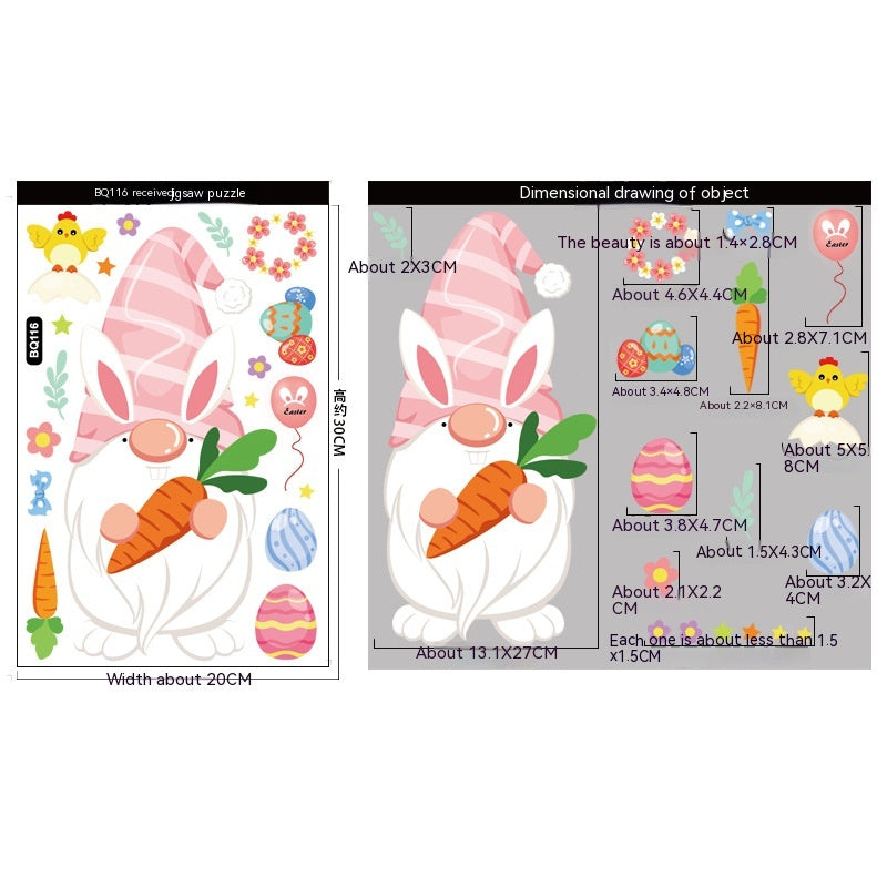 Cute Easter Bunny Stickers for Holiday Decor - PVC 20x30cm Set