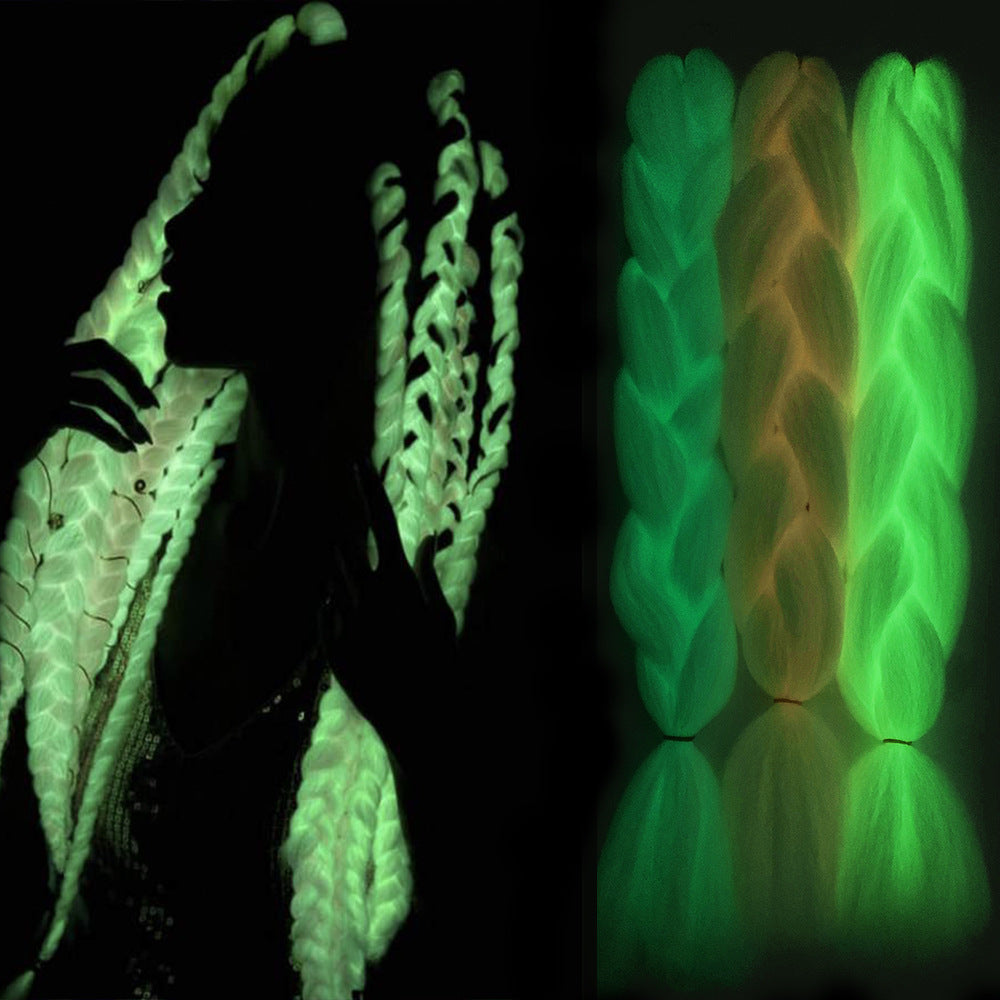Fluorescent Chemical Fiber Wig Big Braid - Luminous Hair Weave with Color Options