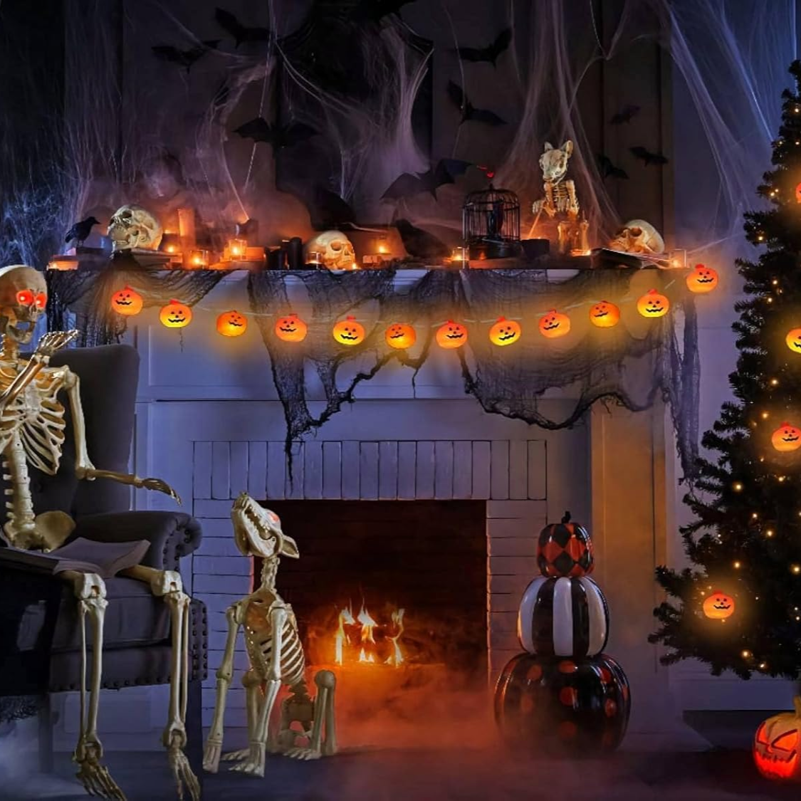 20 LED Pumpkin String Lights - 10 FT Waterproof Halloween Decor