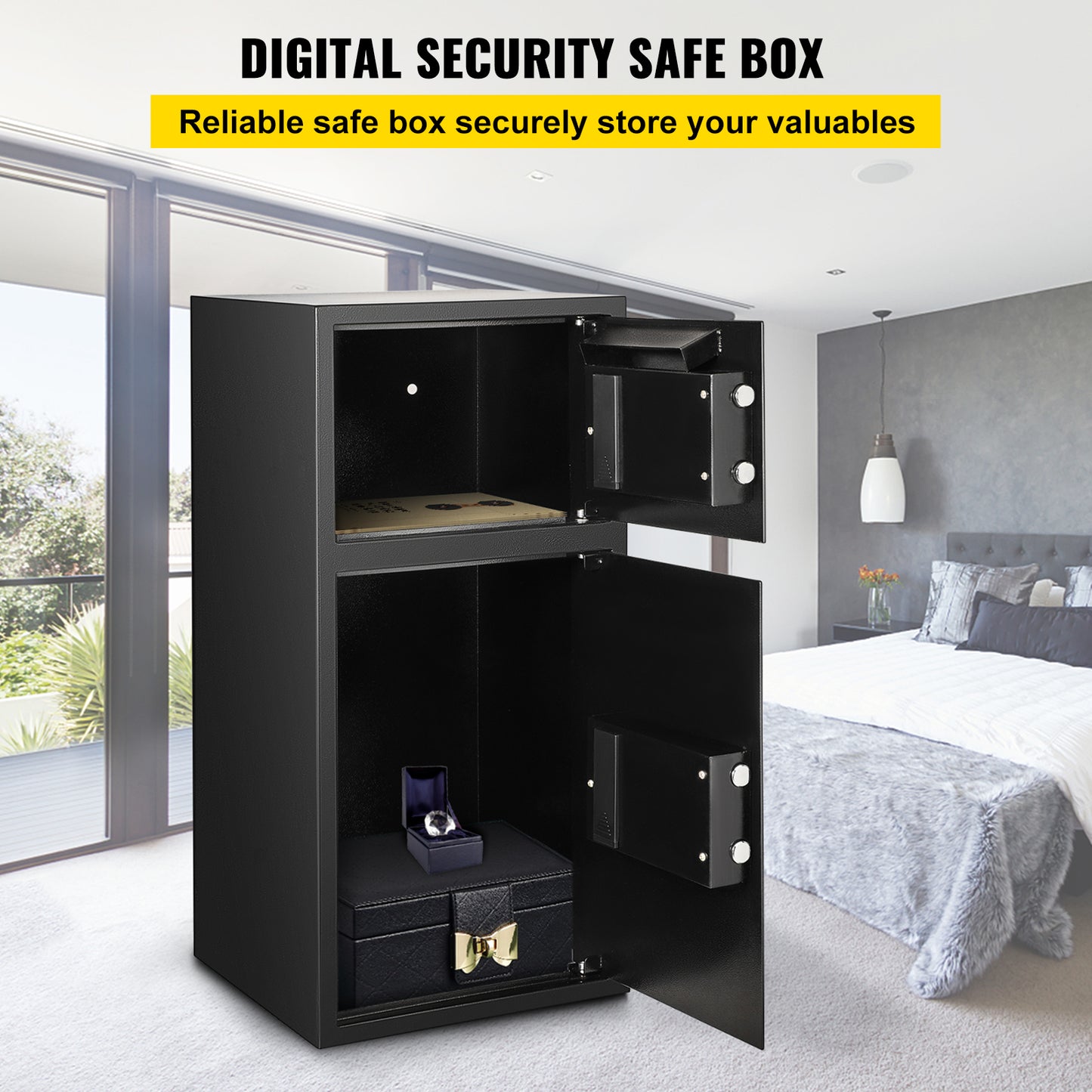 Large Double Door Security Safe - 2.6 Cubic Feet, Digital Lock, Black