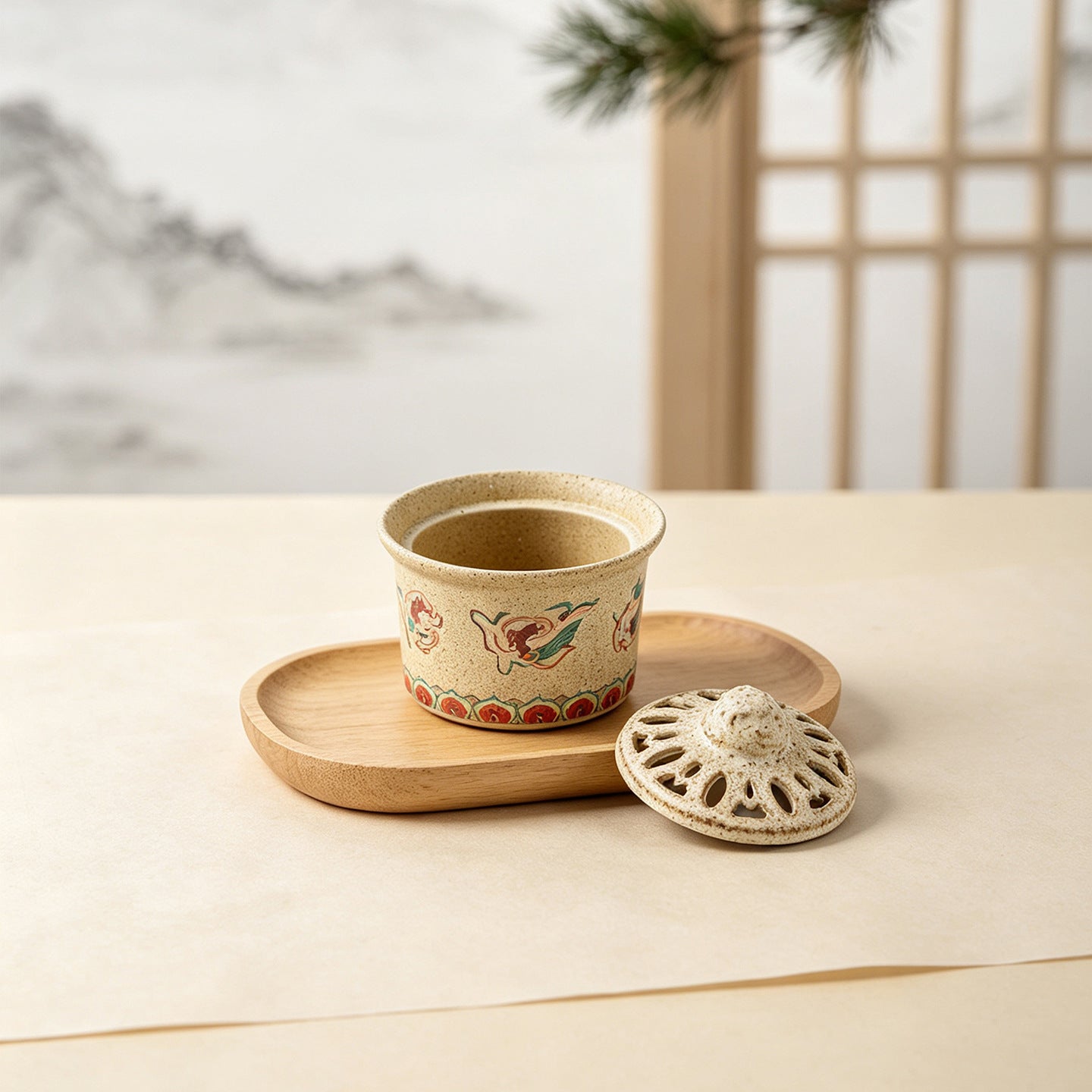 Ceramic Incense Burner for Home Use - Handmade Retro Style ZXL Dunhuang