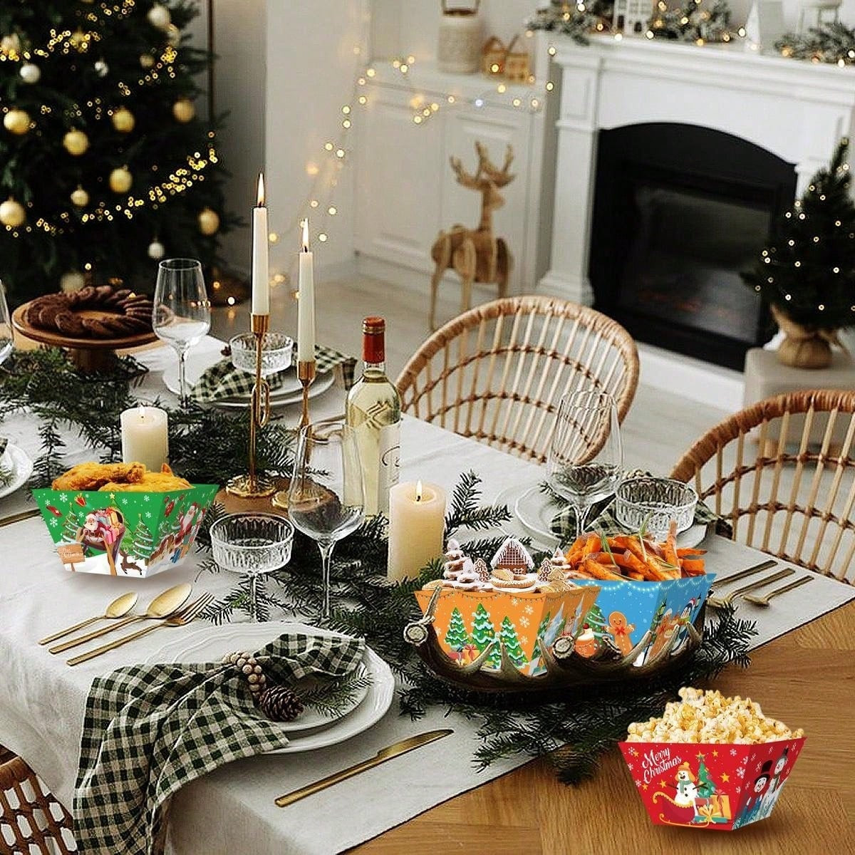 12 PCS Christmas Gingerbread Man Snack Bowls - Disposable Party Supplies