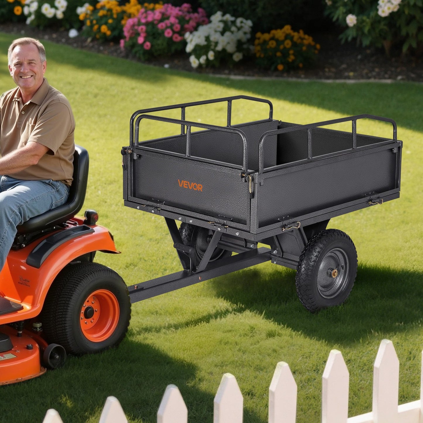 Heavy Duty 10 Cu. Ft 500LB Steel Dump Cart for ATV/UTV Trailer Towing