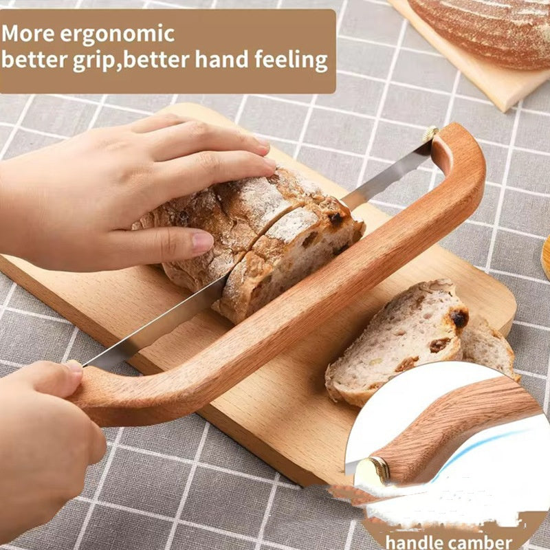 Wooden Handle Baking Serrated Knife - Kitchen Cutting Tool, Modern Minimalist Design