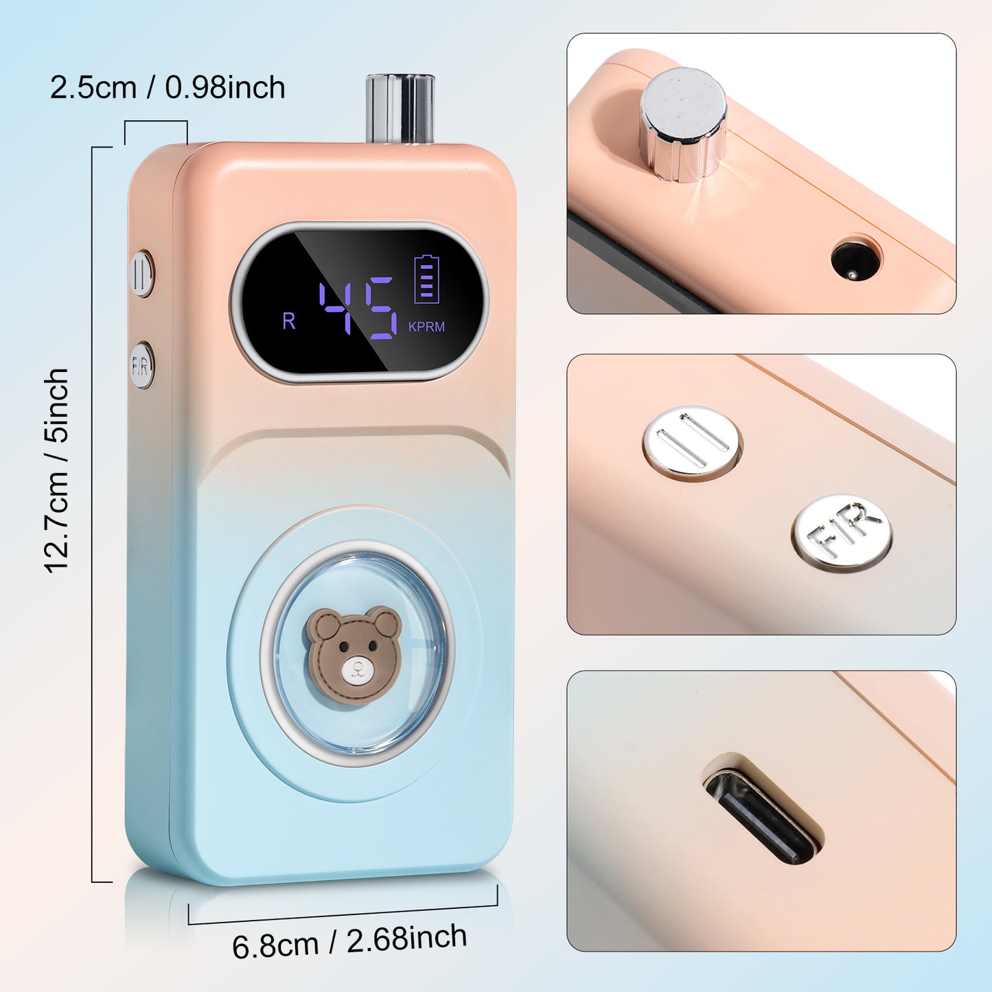 Professional 45000RPM Rechargeable Electric Nail Drill for Acrylic & Gel Nails
