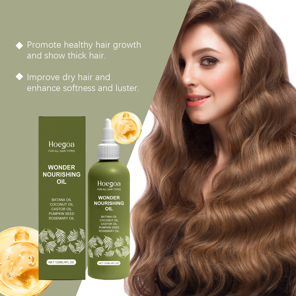 Hair Oil for All Hair Types - Smoothing & Nourishing - 120ml