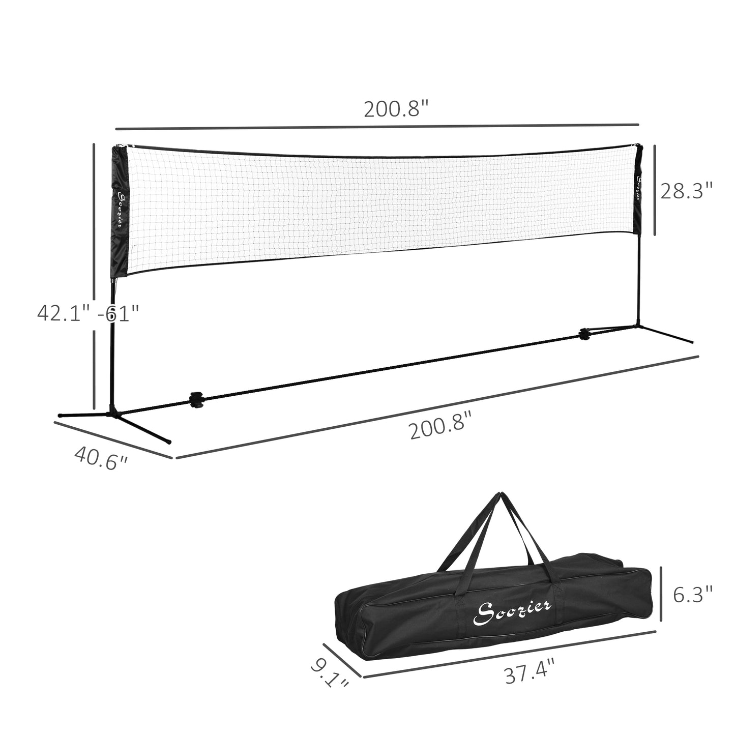 Adjustable Badminton Set with Volleyball and Pickleball Equipment