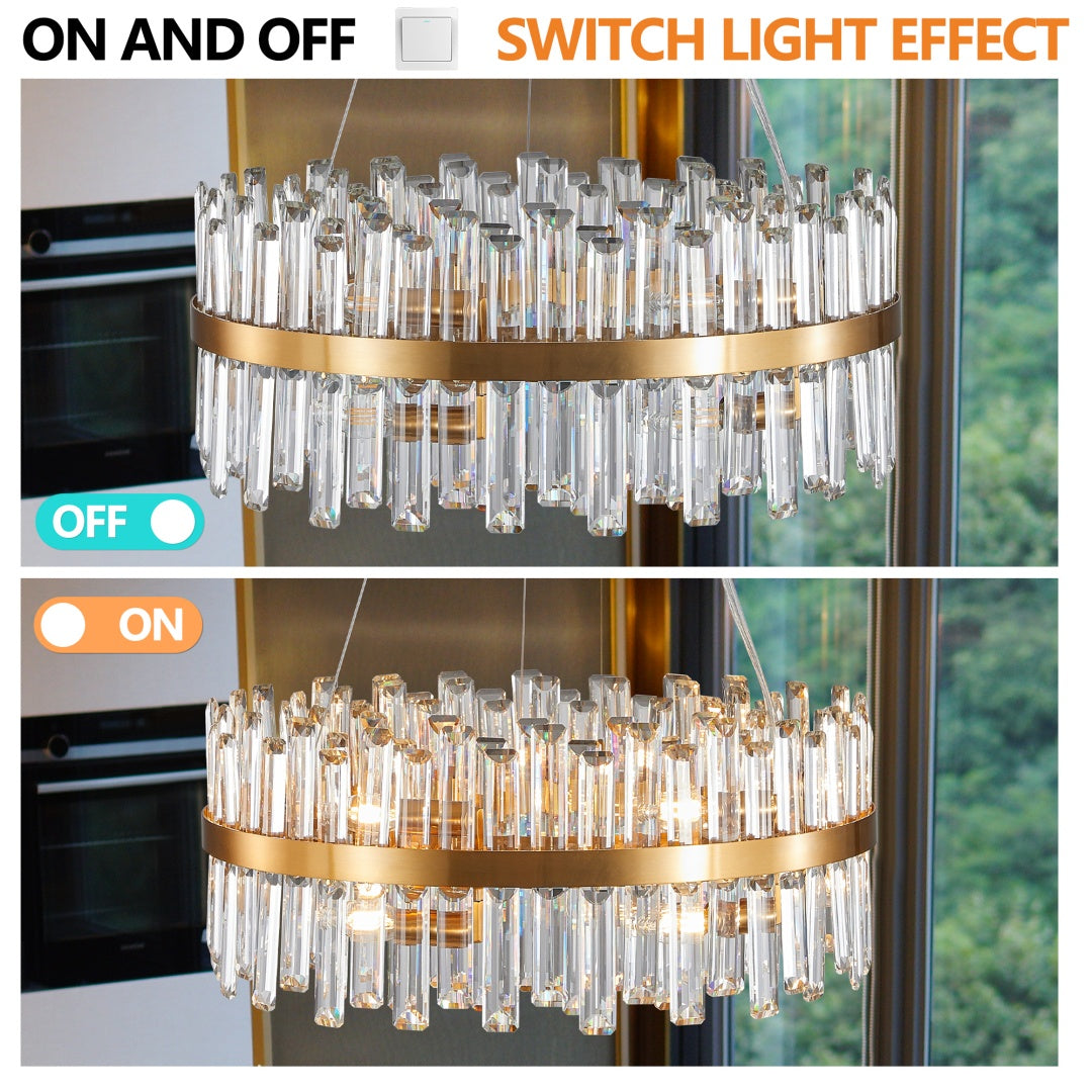 Modern Crystal Chandelier - Elegant LED Lighting for Living Room