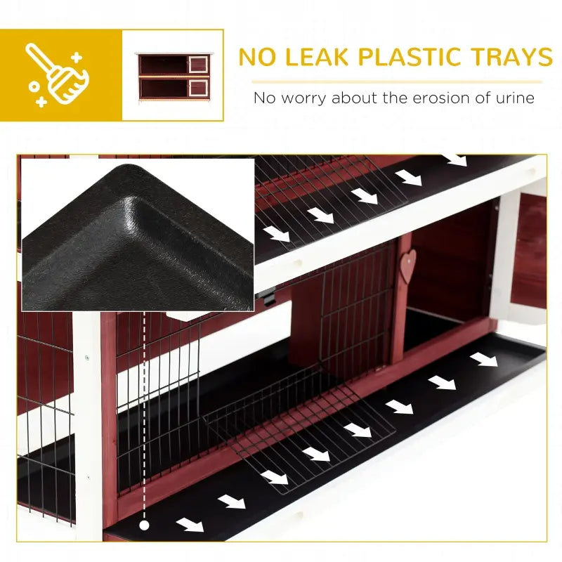 Large 2-Story Rabbit Hutch Pet Cage with Lockable Doors and Removable Trays