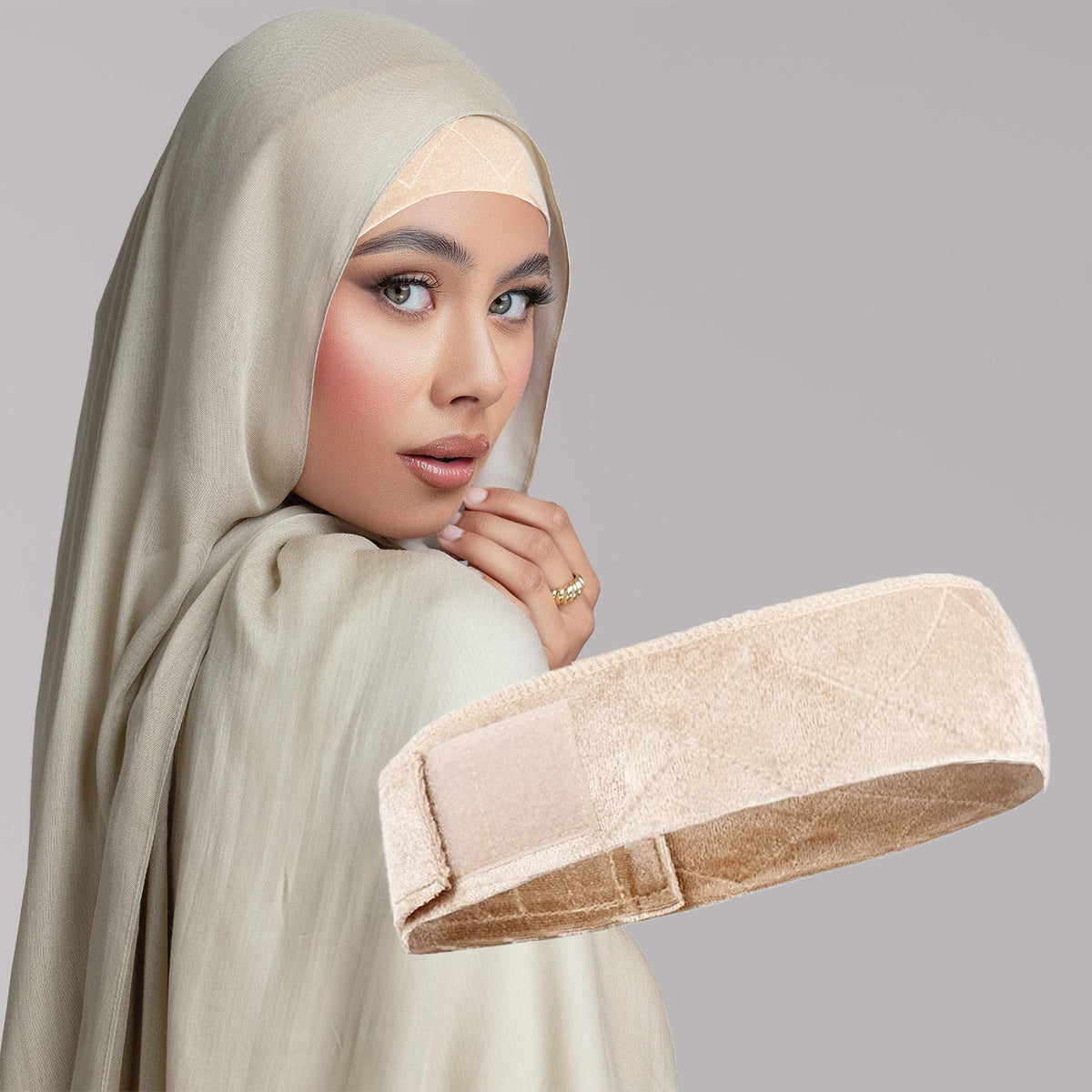 Velvet Headscarf Non-Slip Hairband Adjustable Velcro Strap