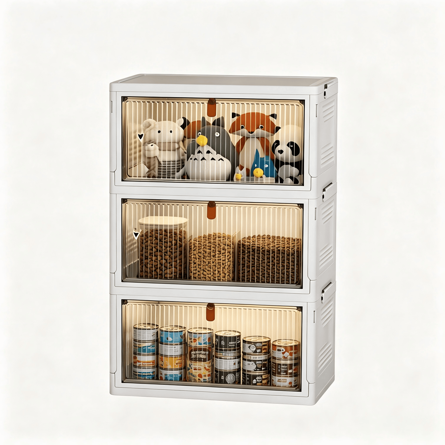 Foldable Stackable Pet Supplies Storage Bin With Wheels, Magnetic