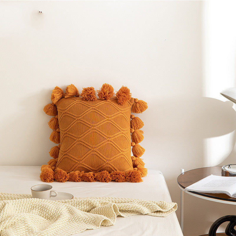 Tassel Knitted Throw Pillow Cover - Sofa & Chair Cushion Decor