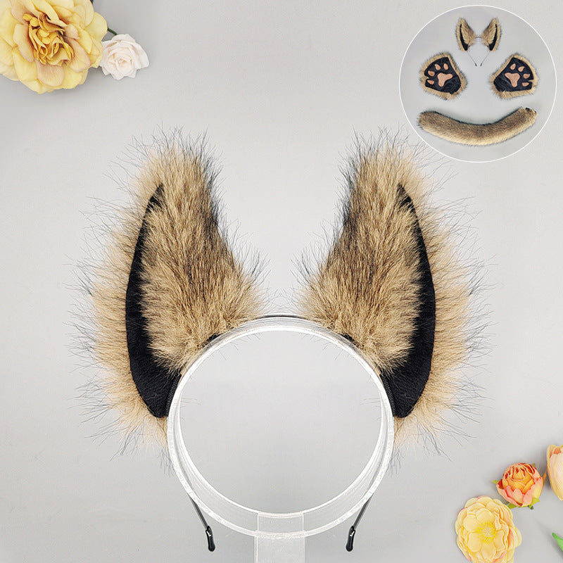Halloween Werewolf Mascot Costume Props with Plush Ear Headband and Tail