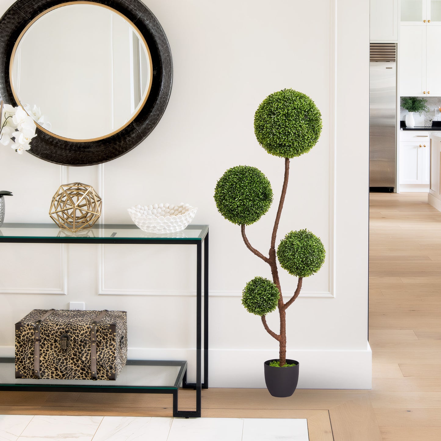 5FT Artificial Boxwood Topiary Tree - Triple Ball Shaped Faux Plant