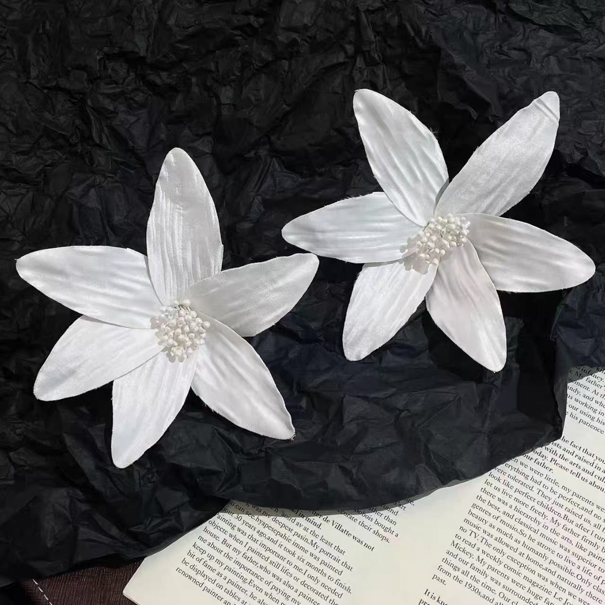 White Iris Flower Hair Clip