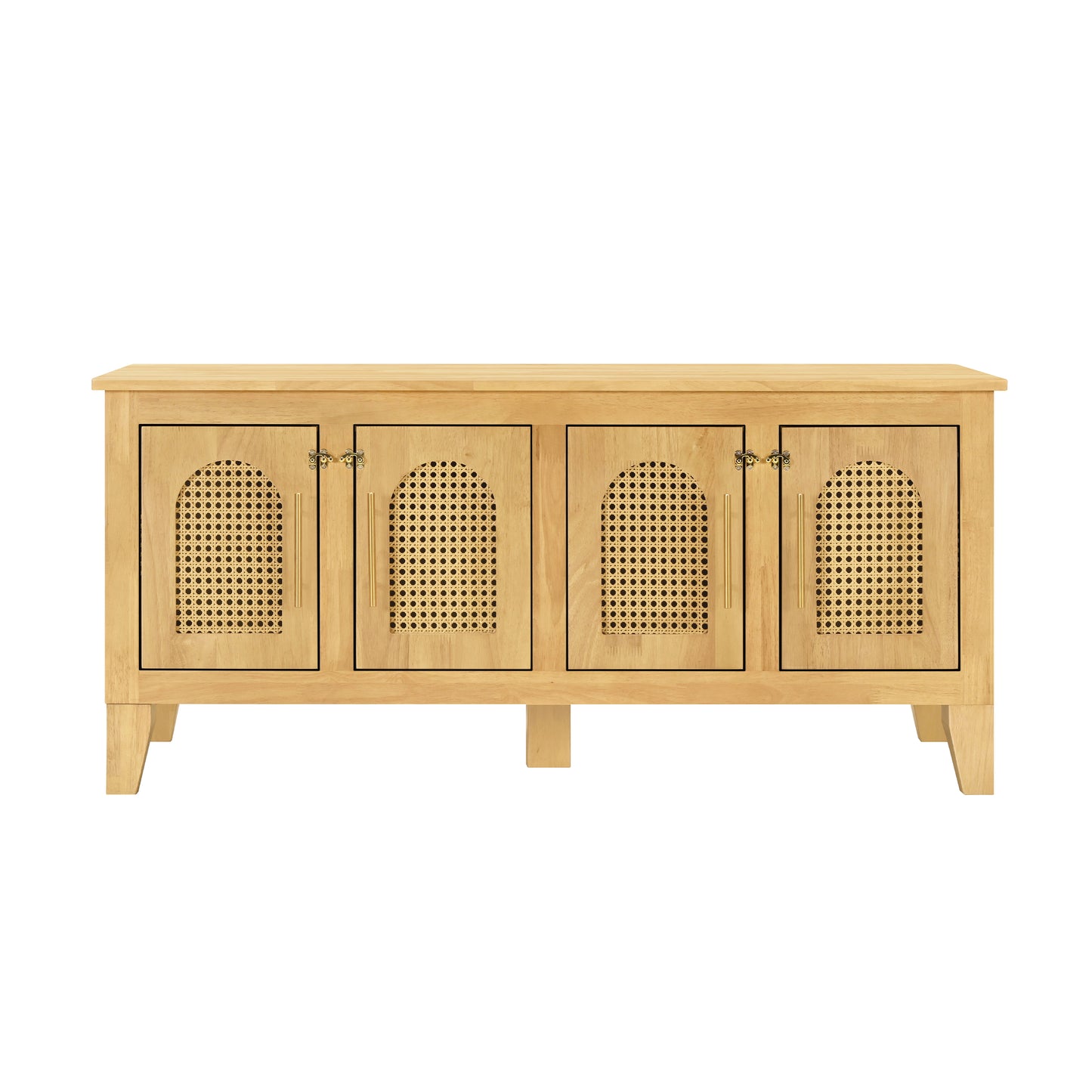 Lars Indoor Rattan Decorated Rubber Wood Dog Crate Cabinet -Stylish