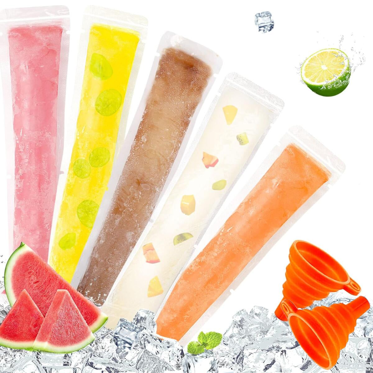 320 Clear Ice Popsicle Bags with Funnel - Party Supplies