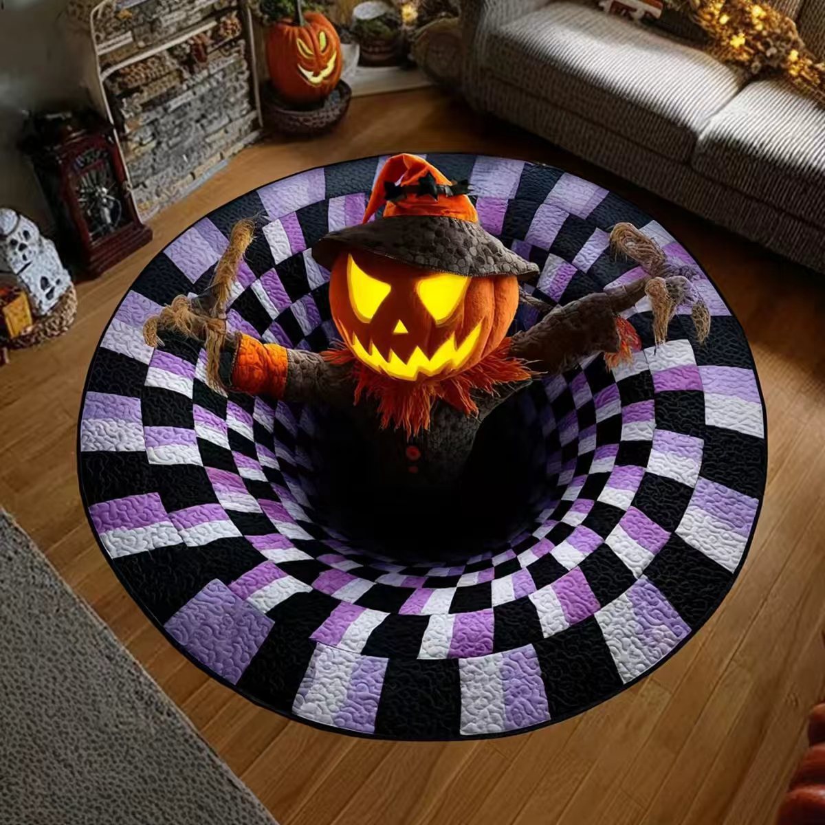 Halloween 3D Visual Floor Mat - Festive Rug for Living Room, Bedroom & Office