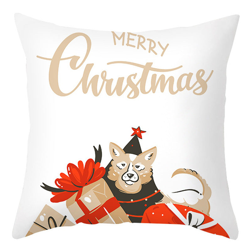 Christmas Pillow Cover Cartoon Letter Print Cushion Cover for Sofa & Office