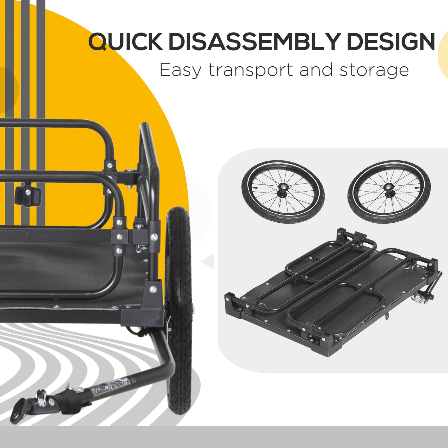 Bicycle Cargo Trailer with Suspension and Triple Safety Features