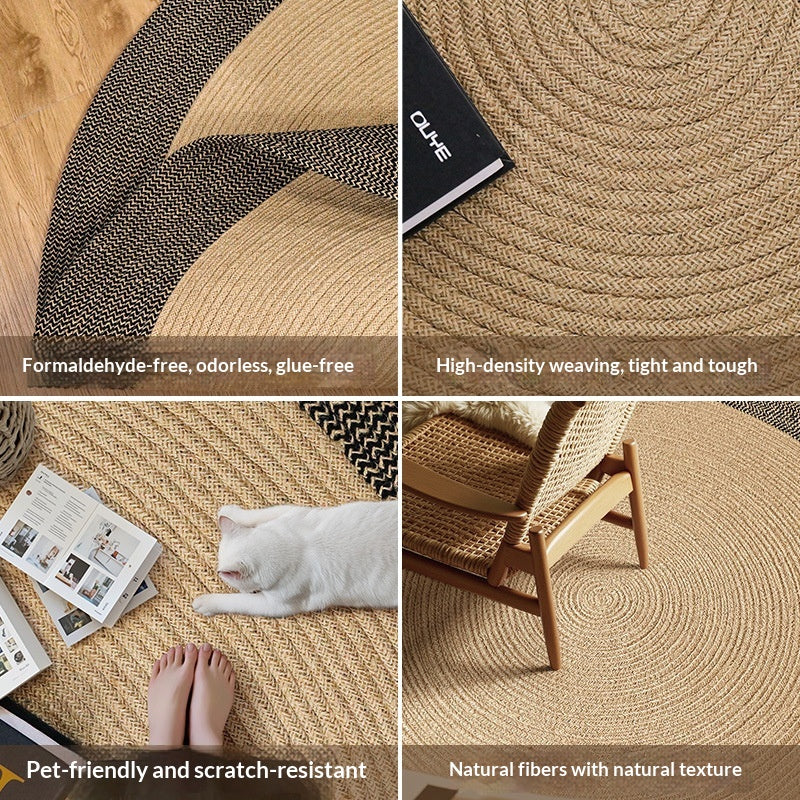 Natural Jute Round Rug - Nordic Style Floor Mat for Living Room & Home
