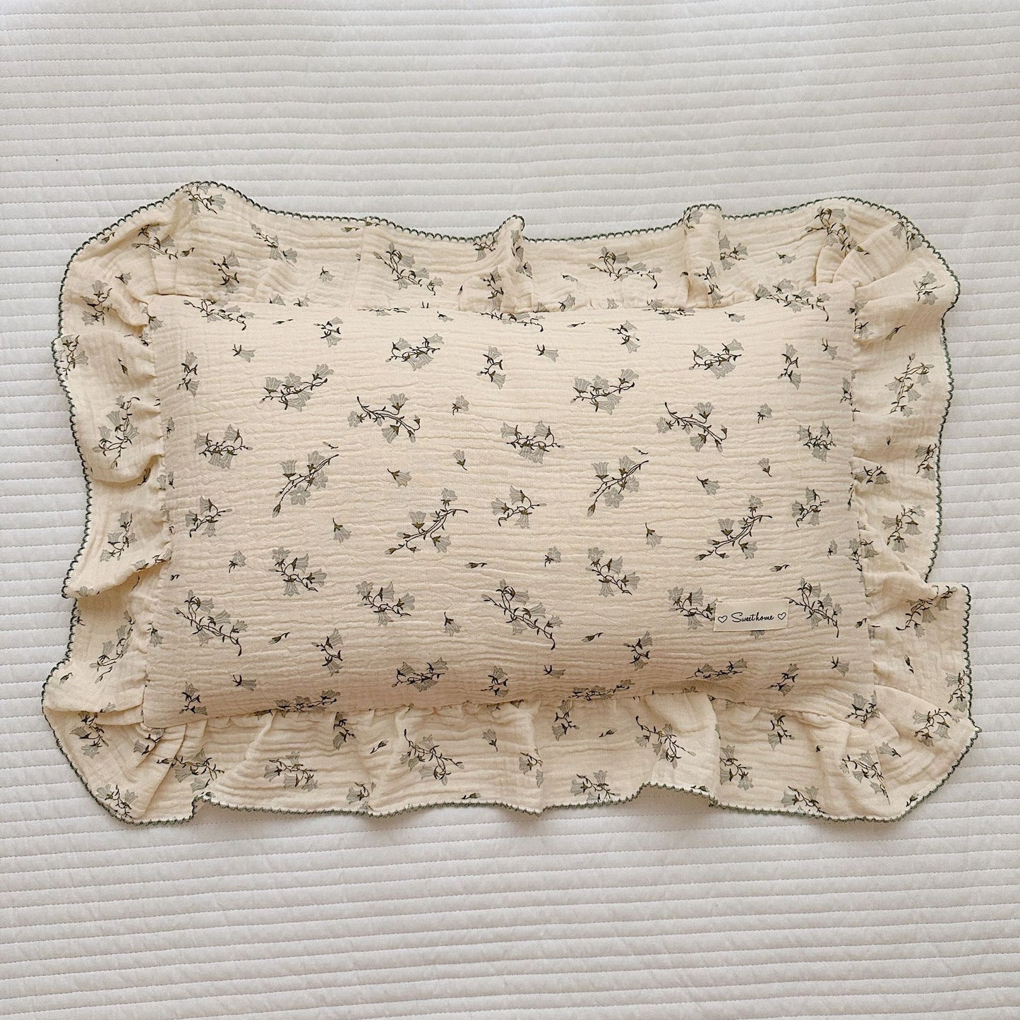 Korean Floral Cotton Gauze Pillowcase - Soft Home Bedding