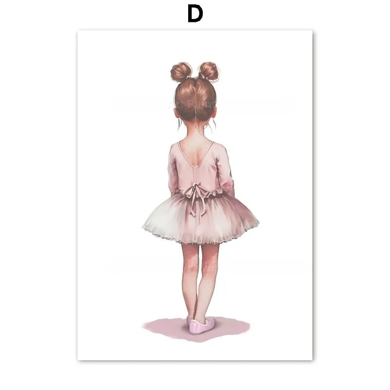 Children's Ballet Alphanumeric Canvas Wall Art - Frameless Nordic Style for Kids Room