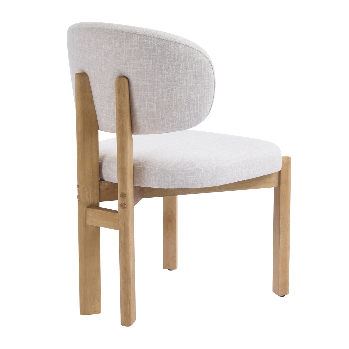 Beige Upholstered Dining Chairs - Set of 2 with Natural Frame