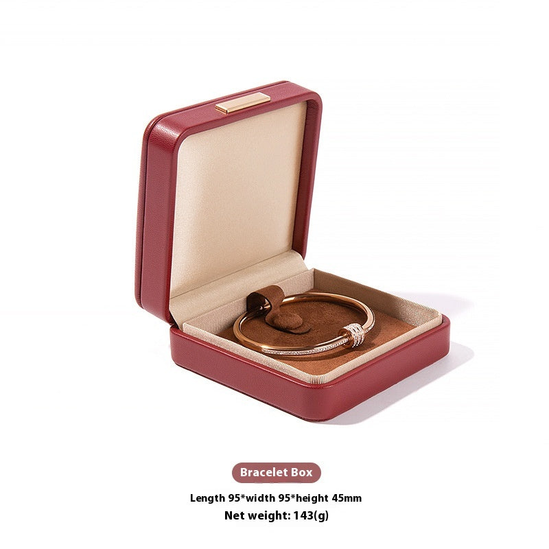 High-Grade PU Leather Jewelry Storage Box with Rounded Corners