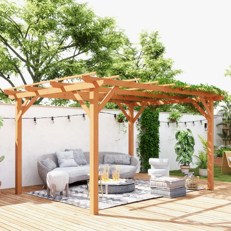 Wood Pergola Garden Trellis with Stable Frame for Climbing Plants - Dark Brown