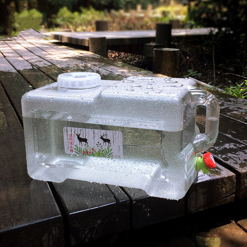 Outdoor Water Storage Barrel with Faucet - White Plastic Square Tank 18L/22L