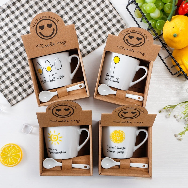 Good Luck Cartoon Ceramic Mug, 185ml | Cute Gift Cup