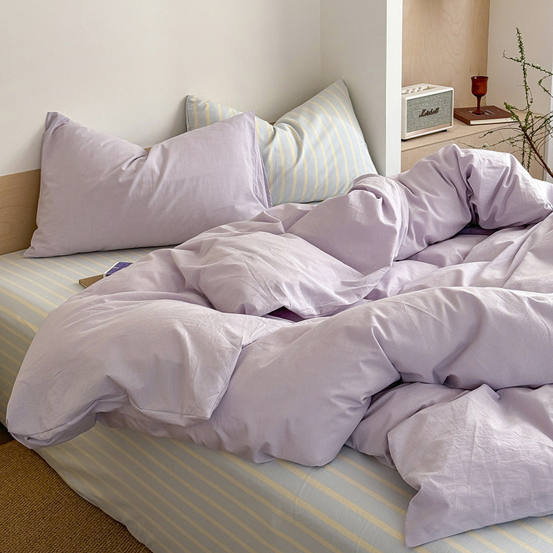 Four-Piece Cotton Bed Sheet Set - Multiple Sizes & Patterns