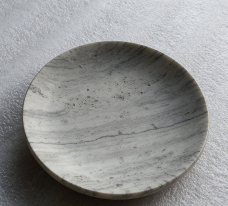 Marble Wood Grain Curved Tray for Home Storage and Decor