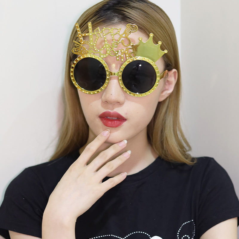 Funny New Year Party Glasses Supplies Photo Props Unisex Dress Up Accessories