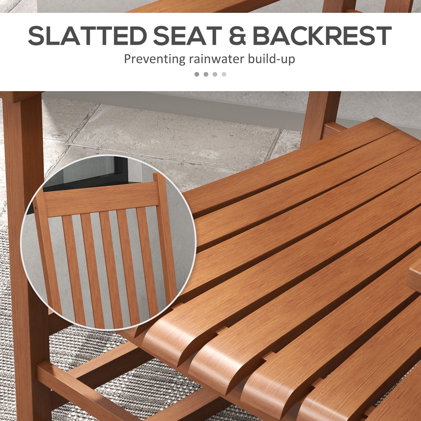 Outdoor Wooden Rocking Chair Set of 2 - Teak Finish