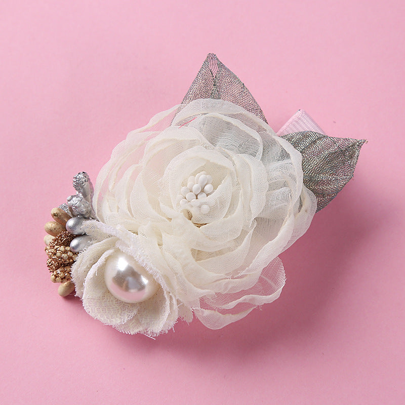 Children's Flower Hair Clip - Pearl Finish