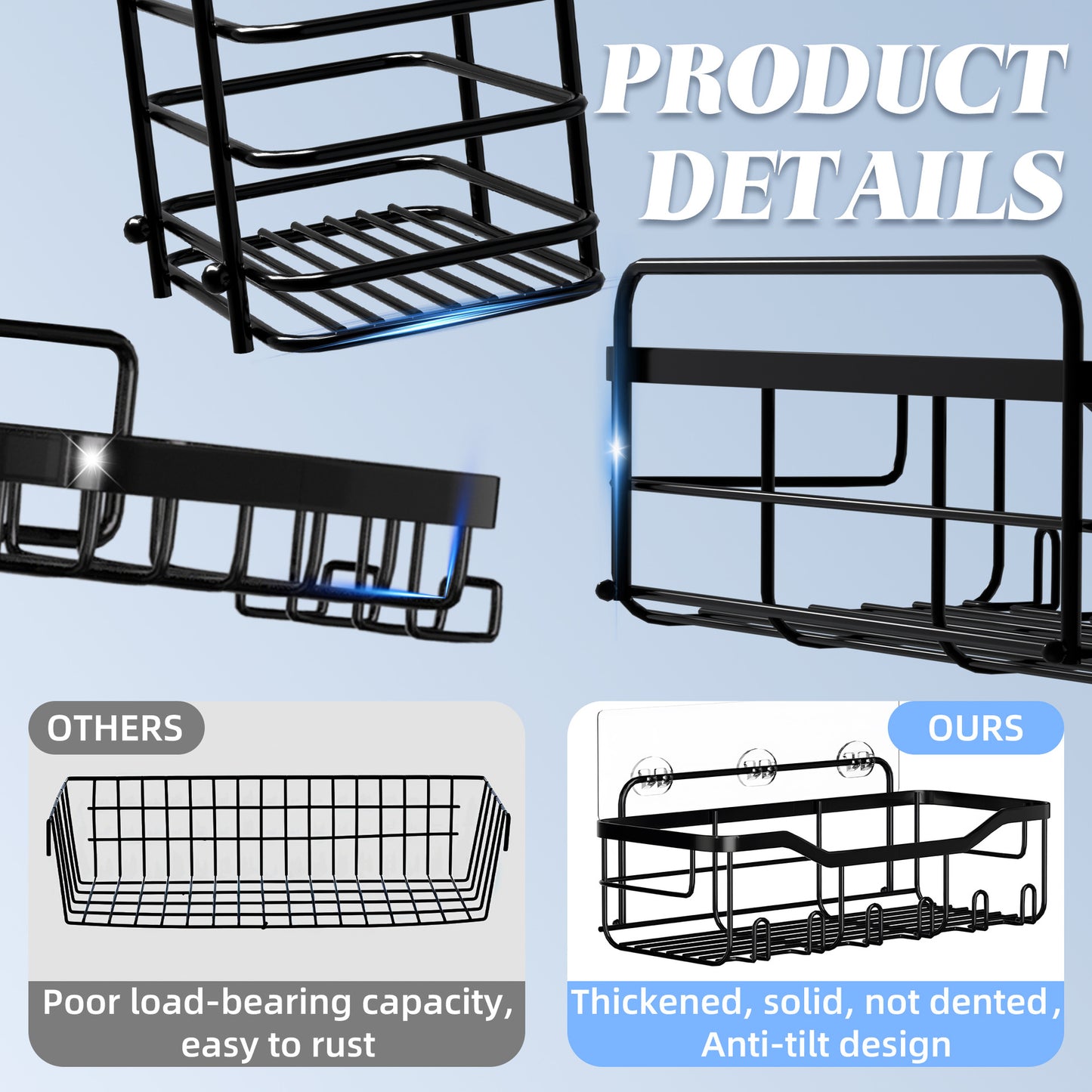 Five-Piece Bathroom Storage Rack Set - Stainless Steel Modern Organizer