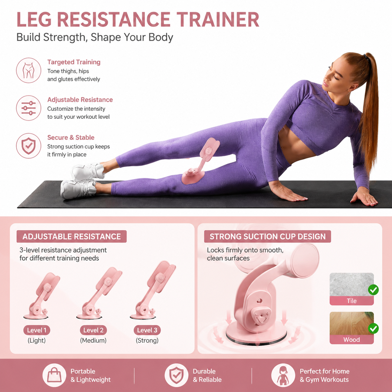 Leg and Hip Trainer - Inner Thigh Toner for Home Workouts