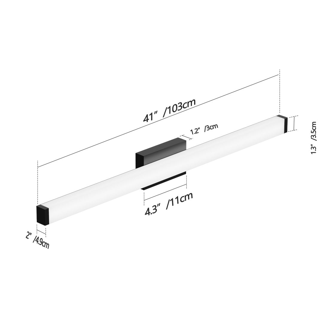 40 Inch Modern Bathroom LED Vanity Light Fixture - Matte Black