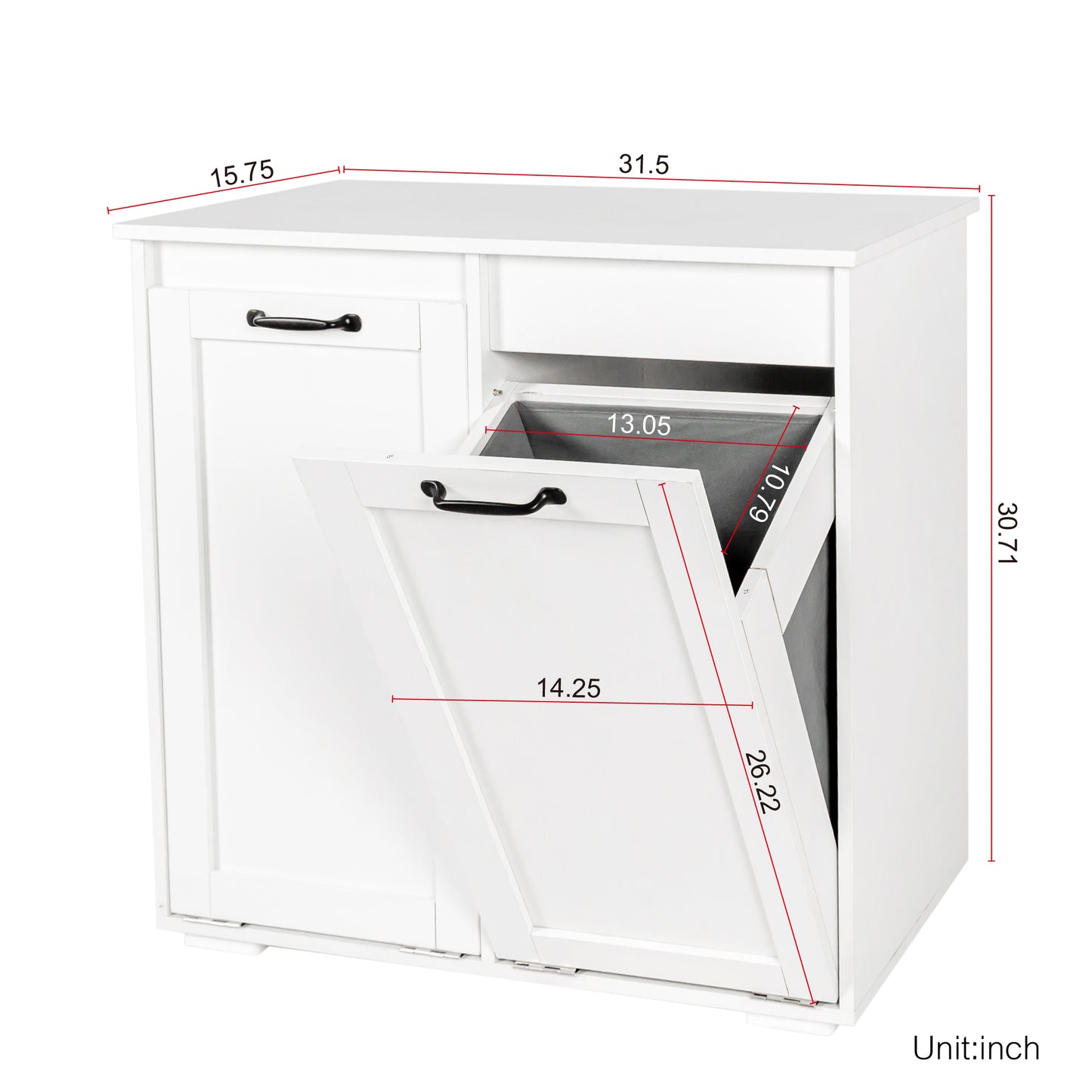 Laundry Cabinet with 2 Removable Liner Bags - White